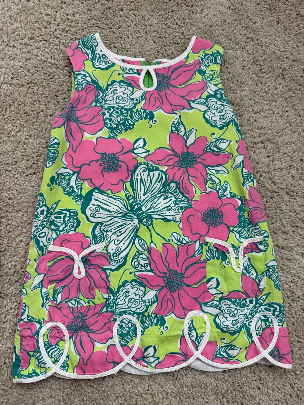 Girls' Green & Pink Floral Sleeveless Pajama Dress